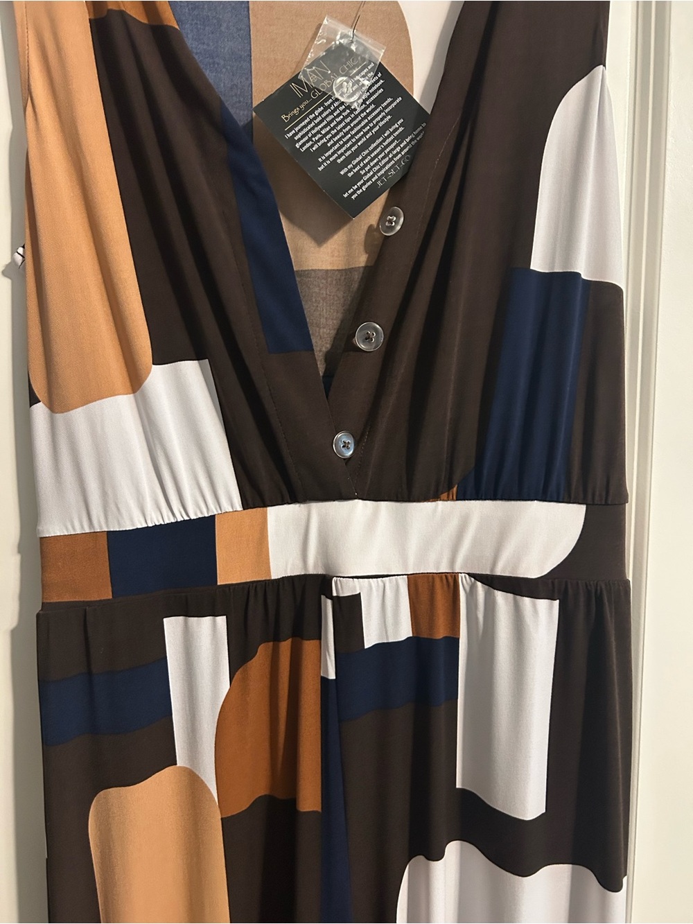 IMAN Colorblock Jumpsuit- Brown & Blue
